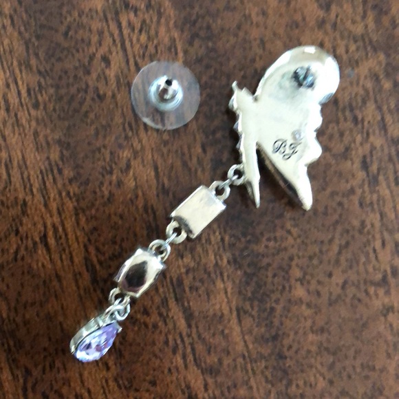 Betsey Johnson 1earring butterfly hanging crystal pierced earring - Picture 5 of 6